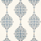 Mehndi Linen Print Indigo 175321 by Schumacher Designer Fabric AU NATUREL 2 See Sample INDIA . </p><p>Repeat: Horizontal: 17 1/2" (44CM) and Vertical: 31" (79CM) 52 1/2" WIDE (133CM) - Swanky Fabrics -