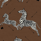 Zebras - Fabric/Safari Brown 16496M-003 by Scalamandre Designer Fabric ZEBRAS 73% COTTON 27% LINEN CHINA LIGHT DUTY Horizontal: 37.5" and Vertical: 25.75" 54" - Swanky Fabrics -