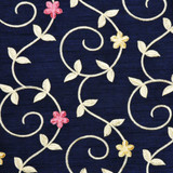 Heirloom Navy Blue by RM CoCo Designer Fabric Chinatown 100% Polyester See Sample 0 Horizontal: 7.38 and Vertical: 6.375 54 - Swanky Fabrics -