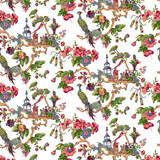 7224-7 Oriental Sage by Bassett Mcnab Designer Fabric BASSETT MCNAB PRINTS 65%LIN 26%COT 9%NYL ENGLAND Horizontal: 54 and Vertical: 25.25 54 in - Swanky Fabrics -