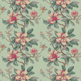 7460-15 Magnolia Grandiflora by Bassett Mcnab Designer Fabric BASSETT MCNAB PRINTS 65%LIN 26%COT 9%NYL ENGLAND Horizontal: 27 and Vertical: 25.25 54 in - Swanky Fabrics -