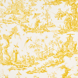Shengyou Toile Yellow 175805 by Schumacher Designer Fabric REVISIT OF POPULAR PATTERNS LINEN 57% COTTON 43% FRANCE MARTINDALE 15,000 </p><p>Repeat: Horizontal: 44" (112CM) and Vertical: 47" (119CM) 44 - Swanky Fabrics -
