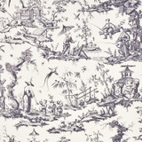 Shengyou Toile Black 175806 by Schumacher Designer Fabric REVISIT OF POPULAR PATTERNS LINEN 57% COTTON 43% FRANCE MARTINDALE 15,000 </p><p>Repeat: Horizontal: 44" (112CM) and Vertical: 47" (119CM) 44 - Swanky Fabrics -