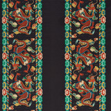 Lotan Dragon Embroidery Black 78090 by Schumacher Designer Fabric FIRE BREATHER LINEN 65% POLYESTER 35% INDIA </p><p>Repeat: Horizontal: 26 1/2" (67CM) and Vertical: 30" (76CM) 58.5 - Swanky Fabrics -