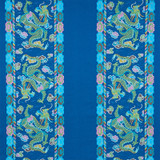 Lotan Dragon Embroidery Blue 78091 by Schumacher Designer Fabric FIRE BREATHER LINEN 65% POLYESTER 35% INDIA </p><p>Repeat: Horizontal: 26 1/2" (67CM) and Vertical: 30" (76CM) 58.5 - Swanky Fabrics -