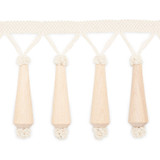 Melrose Molded Fringe Natural MF4001-1 by Schumacher Designer Trim SCHUMACHER TRIM PROGRAM WOOD 75% COTTON 25% UNITED STATES OF AMERICA </p><p>Repeat: Horizontal: and Vertical: 4.625 - Swanky Fabrics -