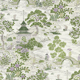 Satomi Hand Block Print/Lavender & Citron 16624-002 by Scalamandre Designer Fabric PACIFICA 100% LINEN THAILAND MEDIUM DUTY Horizontal: 47.5" and Vertical: 35.25" 54.25" - Swanky Fabrics -