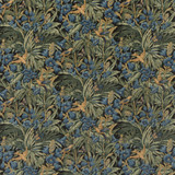 Trumpet Flowers Velvet Dark Indigo/Teal by G P & J Baker Designer Fabric ORIGINALS V COTTON - 100% United Kingdom HEAVY Horizontal: 42.946 and Vertical: 27.186 52.008 - Swanky Fabrics -