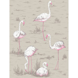 Flamingos Wht/Fuch On Tup by Cole & Son Designer Fabric COLE & SON CONTEMPORARY FABRICS LINEN - 53%;COTTON - 35%;NYLON - 12% United Kingdom Horizontal: 17.9 and Vertical: 23.7 53.9 - Swanky Fabrics -