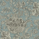 Woodsford Teal by Clarke And Clarke Designer Fabric CLARKE & CLARKE HERITAGE COTTON - 45%;VISCOSE - 44%;LINEN - 11% Turkey HEAVY Horizontal: 27.56 and Vertical: 24.92 54 - Swanky Fabrics -