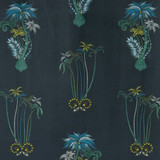 Jungle Velvet Navy by Clarke And Clarke Designer Fabric ANIMALIA BY EMMA J SHIPLEY FOR C&C POLYESTER - 100% Spain HEAVY Horizontal: 17.95 and Vertical: 26.18 54 - Swanky Fabrics -
