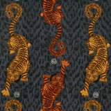 Tigris Velvet Flame by Clarke And Clarke Designer Fabric ANIMALIA BY EMMA J SHIPLEY FOR C&C POLYESTER - 100% Spain HEAVY Horizontal: 18.31 and Vertical: 21.85 54 - Swanky Fabrics -