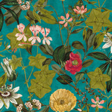 Passiflora Kingfisher by Clarke And Clarke Designer Fabric CLARKE & CLARKE EXOTICA POLYESTER - 100% India HEAVY Horizontal: 54 and Vertical: 27 54.75 - Swanky Fabrics -