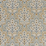 Persia Teal/Spice by Clarke And Clarke Designer Fabric CLARKE & CLARKE EDEN COTTON - 90%;LINEN - 10% Spain MEDIUM Horizontal: 13.375 and Vertical: 13.5 54.375 - Swanky Fabrics -