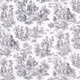 Country Toile Noir by Carole Designer Fabric Ash Oak 100% Cotton Printed & Finished In USA 51,000 Wyzenbeek Double Rubs Horizontal: 13 1/2" D and Vertical: 13 1/2" V 54" - Swanky Fabrics -