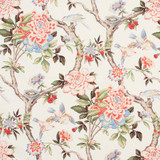 Bird Sanctuary Persimmon by Carole Designer Fabric Red Sea 100% Cotton -SSR Peru 25,000 Wyzenbeek Double Rubs Horizontal: 13 1/2" D and Vertical: 25 1/4" V 54" - Swanky Fabrics -