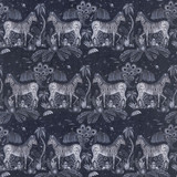 Lostworld Navy by Clarke And Clarke Designer Fabric WILDERIE BY EMMA J SHIPLEY FOR C&C POLYESTER - 100% United Kingdom HEAVY Horizontal: 35 and Vertical: 27 54 - Swanky Fabrics -