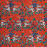 Lost World Satin Red by Clarke And Clarke Designer Fabric WILDERIE BY EMMA J SHIPLEY FOR C&C COTTON - 100% United Kingdom HEAVY Horizontal: 27 and Vertical: 34.65 54 - Swanky Fabrics -