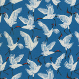 Od Block Cranes Cobalt 180281 by Novogratz Designer Fabric - 100% Polyester PAKISTAN Horizontal: 13.5 and Vertical: 12.75 55 - Swanky Fabrics -