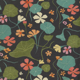 Nasturtiums Coal 140052 by Elana Gabrielle Designer Fabric 100% Cotton China 24000 Horizontal: 13.5 and Vertical: 13.5 54/55 - Swanky Fabrics -