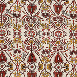 Bird Gathering Cinnabar by Carole Designer Fabric Dawn & Dusk 75% Cotton, 25% Linen Pakistan 32" V, 27" H 54" - Swanky Fabrics -