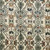 Bird Gathering Silver Blue by Carole Designer Fabric Dawn & Dusk 75% Cotton, 25% Linen Pakistan 32" V, 27" H 54" - Swanky Fabrics -
