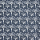 Ginkgo Sketches Indigo by Carole Designer Fabric Dawn & Dusk 100% Cotton Spain 4 1/2" V, 4 1/2" H 54" - Swanky Fabrics -