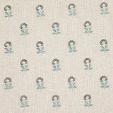 Basket Flower Shoreline by Carole Designer Fabric Dewdrop Base: 82% Polyester, 11% Cotton, 7% Linen, Embr: 100% Rayon India 6 1/4" V, 2 5/8" H HD 53" - Swanky Fabrics -