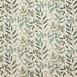 My Friends Greenery by Carole Designer Fabric Evergreen Base: 58% Cotton, 42% Polyester. Embr: 100% Rayon India 12 1/2" V, 12 1/2" H HD 50" - Swanky Fabrics -