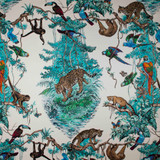 Habitat Aqua by Europatex Designer Fabric Habitat 100% Cotton 26.7" H, 44.7" V 57.00 inches - Swanky Fabrics -