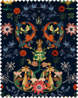 Mind The Gap Fabric TRANSYLVANIA FOLK Linen (FB00012) | FB00012 | NOMAD STORY | Blue, Red, Taupe, Yellow | Fabric Carolina | https://www.fabriccarolina.com/