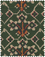 Mind The Gap Fabric ZOLD Linen (FB00042) | FB00042 | TRANSYLVANIAN ROOTS | Green, Orange, White | Fabric Carolina | https://www.fabriccarolina.com/