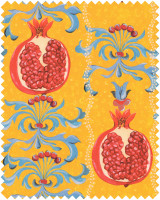 Mind The Gap Fabric MELAGRANATA Limone Cotton Satin (FB00125) | FB00125 | LA DOLCE VITA | Red, Turquoise, Yellow | Fabric Carolina | https://www.fabriccarolina.com/