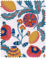 Mind The Gap Fabric FIORI DI LIMONE Embroidered Fabric (FB00146) | FB00146 | LA DOLCE VITA | Fucsia, Red, Turquoise, White, Yellow | Fabric Carolina | https://www.fabriccarolina.com/