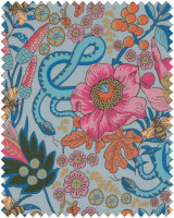 Mind The Gap Fabric GIARDINO SEGRETO Embroidered Fabric (FB00148) | FB00148 | LA DOLCE VITA | Blue, Fucsia, Orange, Pink, Turquoise | Fabric Carolina | https://www.fabriccarolina.com/