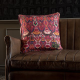 Mind The Gap Pillows UZBEK IKAT Linen Cushion (LC40037) | LC40037 | THE HOME OF AN ECCENTRIC MAN | 20 x 20 in | Blue, Brown, Ochre, Red | Fabric Carolina | https://www.fabriccarolina.com/