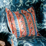 Mind The Gap Pillows SAMOTHRAKI Cushion (LC40116) | LC40116 | SUNDANCE VILLA | 20 x 20 in | Blue, Orange, Yellow | Fabric Carolina | https://www.fabriccarolina.com/