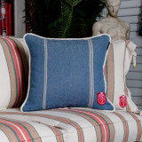 Mind The Gap Pillows KATALIN Stripe Cushion (LC40118) | LC40118 | SUNDANCE VILLA | 20 x 20 in | Blue, White | Fabric Carolina | https://www.fabriccarolina.com/