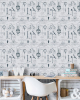 Patents Grey Premium Wallpaper by Mind the Gap Designer Wallpaper WALLPAPER DESIGNER COLLECTION Non-woven Made in Europe Paste the wall 3 rolls x 20.5 x 3.25 yards - Swanky Fabrics -