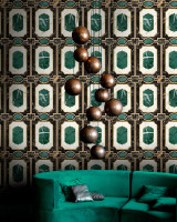 Mind The Gap Wallpaper WALDORF Emerald Wallpaper (WP20356) | WP20356 | THE WALLPAPER COLLECTABLES | 3 rolls x 20.5 x 118.1 in | 0.52m / 20.5in | 3m / 118in | 4.65mp | 75cm / 29.5in | Black, Green, White, Gold | Satin Matte | Paste the wall | 3-rolls in a box | Fabric Carolina | https://www.fabriccarolina.com/