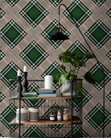 Mind The Gap Wallpaper CHECKERED PATCHWORK British Green Wallpaper (WP20389) | WP20389 | THE WALLPAPER COLLECTABLES | 3 rolls x 20.5 x 118.1 in | 0.52m / 20.5in | 3m / 118in | 4.65mp | 52cm / 20.5in | Black, Brown, Green | Textured Matte | Paste the wall | 3-rolls in a box | Fabric Carolina | https://www.fabriccarolina.com/