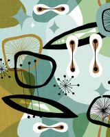 Mind The Gap Wallpaper CENTURY ELEMENTS Green Wallpaper (WP20530) | WP20530 | THE WALLPAPER COMPENDIUM 1 | 3 rolls x 20.5 x 118.1 in | 0.52m / 20.5in | 3m / 118in | 4.65mp | 52cm / 20.5in | Black, Green, Taupe, White | Non-woven | Paste the wall | 3-rolls in a box | Fabric Carolina | https://www.fabriccarolina.com/