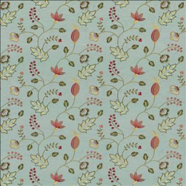 Abberville Azalea by Kasmir Designer Fabric 1443 100% Polyester Embroidery Contents 100% Polyester INDIA 30,000 Wyzenbeek Double Rubs H: 13 inches, V: 9 4/8 inches 54 - 55 - Swanky Fabrics - Kasmir