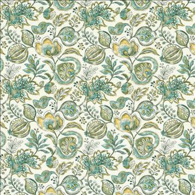 Bersa Aquamist by Kasmir Designer Fabric 5107 100% Cotton INDIA 9,000 Wyzenbeek Double Rubs H: 13 4/8 inches, V: 13 4/8 inches 54 - 55 - Swanky Fabrics - Kasmir