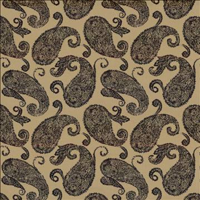 Frascati Paisley Black by Kasmir Designer Fabric 5105 55% Linen 45% Viscose CHINA 12,000 Wyzenbeek Double Rubs H: 26 2/8 inches, V: 25 inches 54 - 55 - Swanky Fabrics - Kasmir