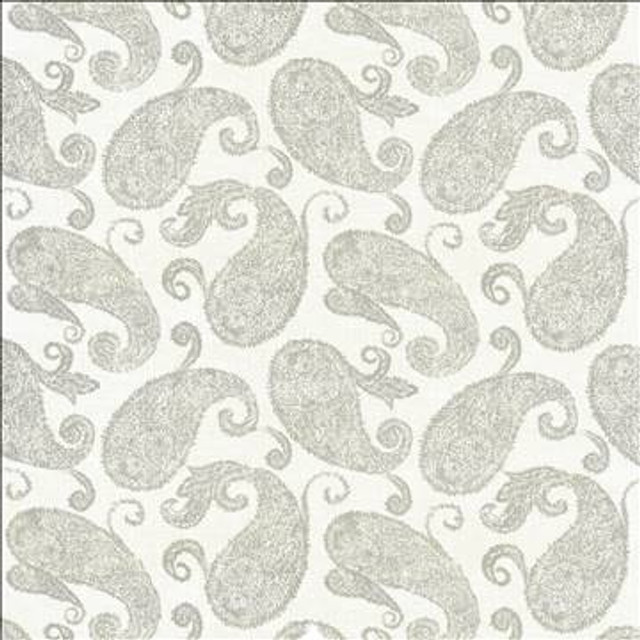 Frascati Paisley Platinum by Kasmir Designer Fabric 5105 55% Linen 45% Viscose CHINA 12,000 Wyzenbeek Double Rubs H: 26 2/8 inches, V: 25 inches 54 - 55 - Swanky Fabrics - Kasmir