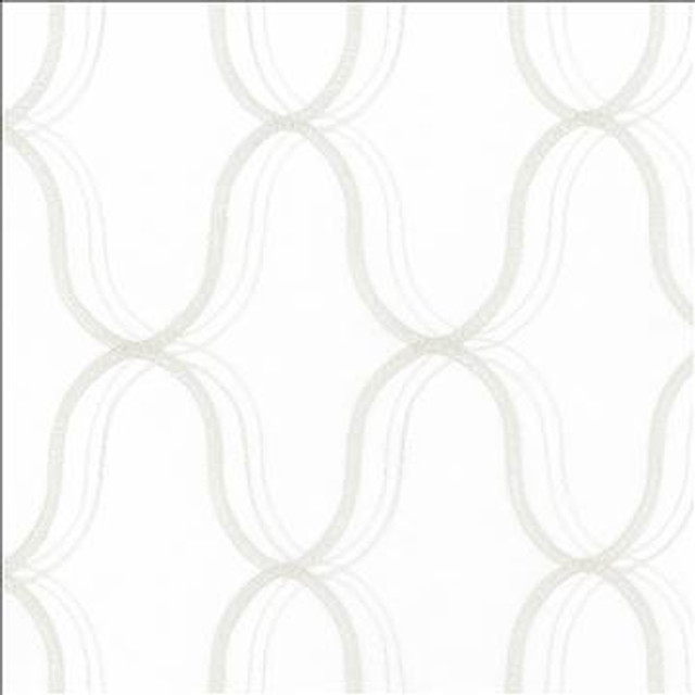 Wavefront White by Kasmir Designer Fabric 5077 100% Polyester Embroidery Contents 100% Polyester TURKEY Not Tested H: 4 3/8 inches, V: 6 3/8 inches 58 - 59 - Swanky Fabrics - Kasmir