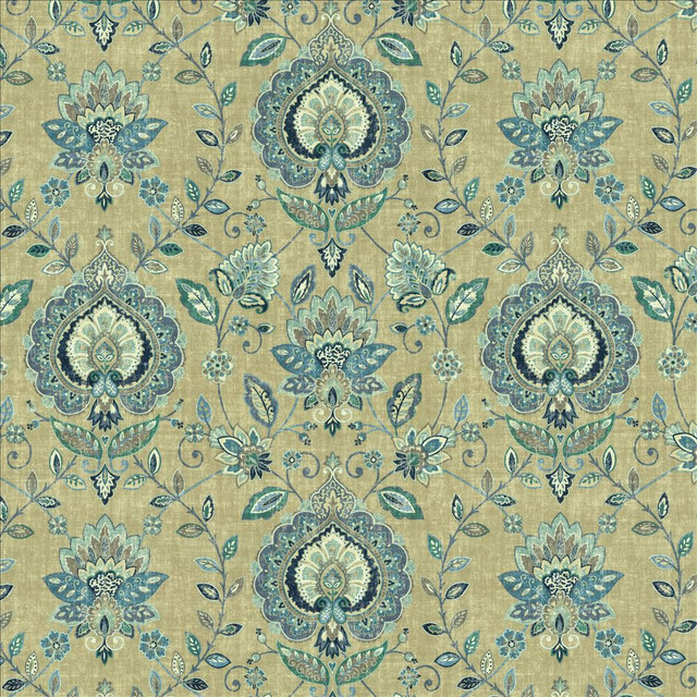 Budapest Marine by Kasmir Designer Fabric 5142 100% Cotton SPAIN 30,000 Wyzenbeek Double Rubs Horizontal: 27 inches and Vertical: 27 inches 54 - Swanky Fabrics -