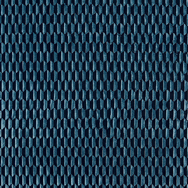 Allegra Velvet/Sapphire 27184-004 by Scalamandre Designer Fabric STOCKED AT 72% VISCOSE;25% COTTON;3% ACRYLIC INDIA HEAVY DUTY Horizontal: .875" and Vertical: 2" 50.75" - Swanky Fabrics -