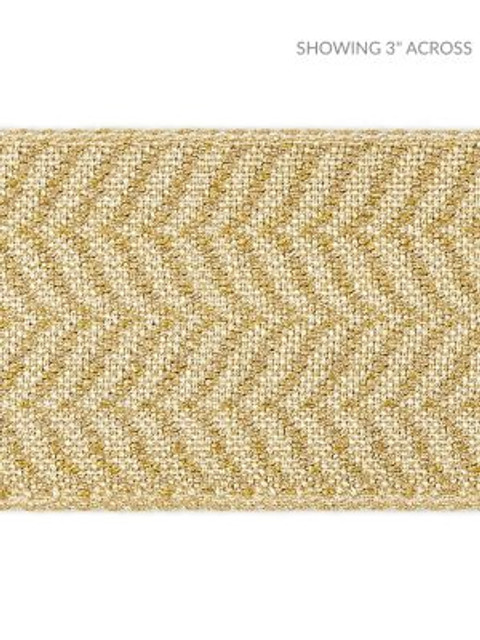 Artemis Tape Camel SCT32940003 by Scalamandre Designer Trim MODERN LUXURY 88% VISCOSE 12% LUREX FRANCE LIGHT DUTY Horizontal: .625" and Vertical: 2.38 - Swanky Fabrics -